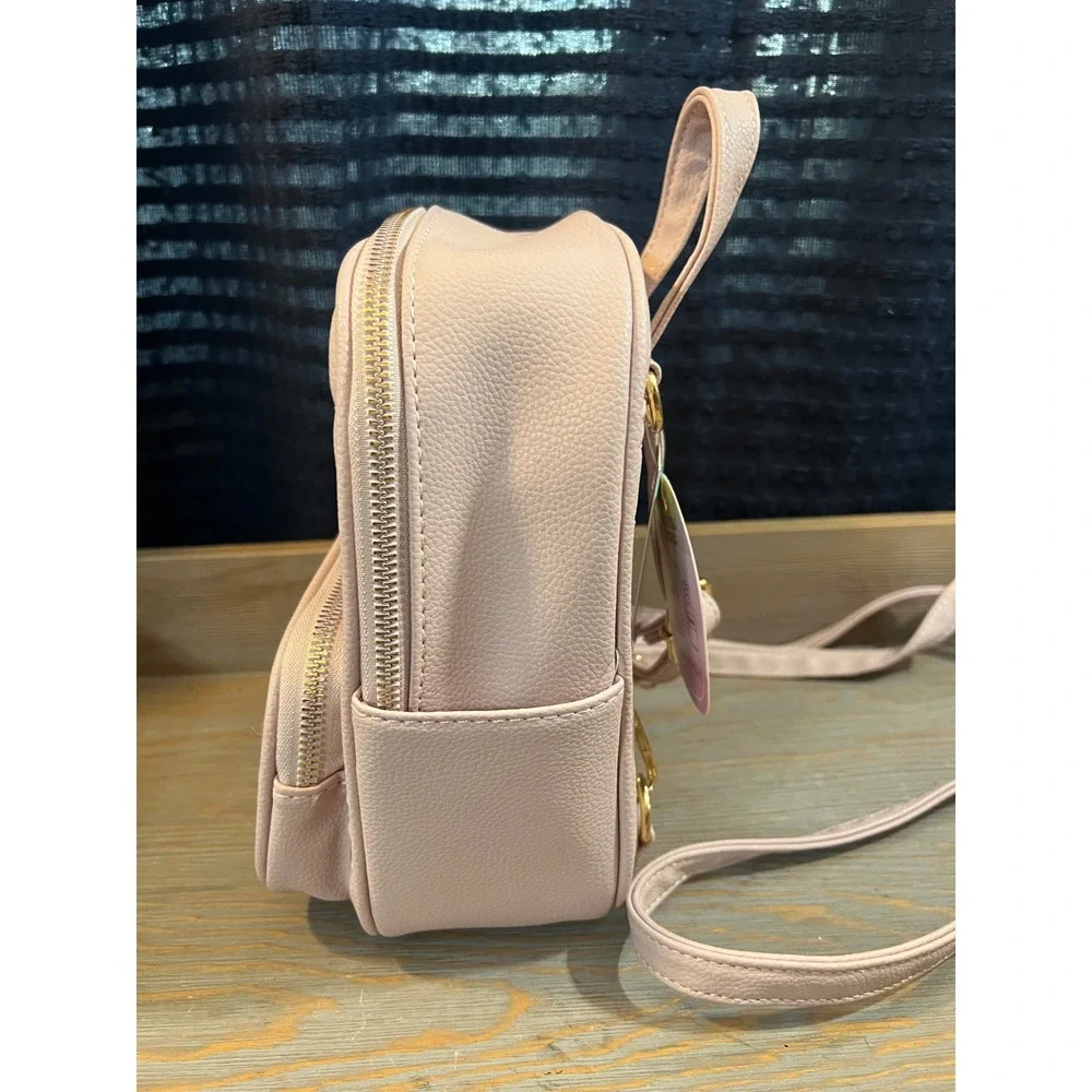 Underonesky light Pink Quilted mini‎ Backpack Heart Charms